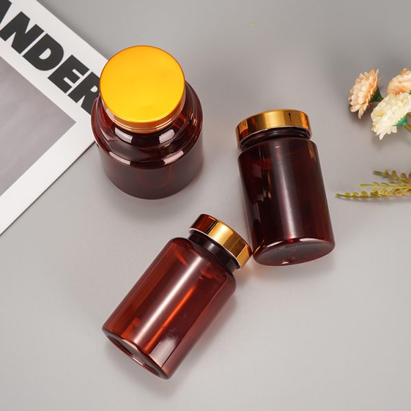 Wholesale Amber PET Empty Pill Bottles with Caps Plastic Pill Vials